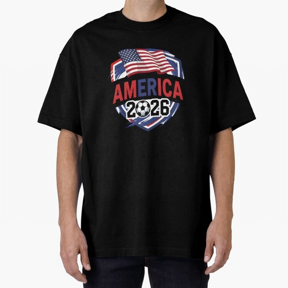 America World Cup 2026 ¨C USA Football Classic T-Shirt Follow Every Goal of Global Football Passion for FIFA World Cup 2026 Group Stage, Driven by Messi, Neymar and Mbappe, Argentina, France and Brazil, Vintage Soccer Flavor, Modern Football Stars,