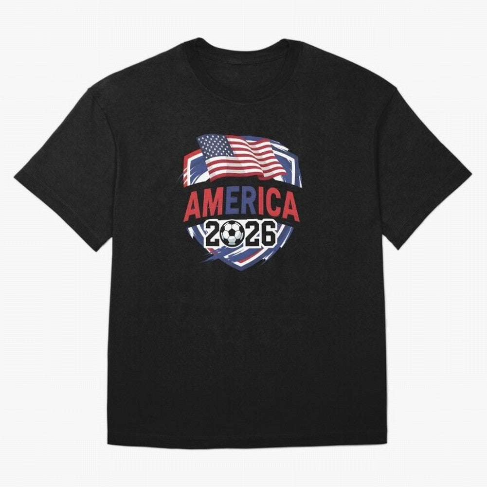America World Cup 2026 ¨C USA Football Classic T-Shirt Follow Every Goal of Global Football Passion for FIFA World Cup 2026 Group Stage, Driven by Messi, Neymar and Mbappe, Argentina, France and Brazil, Vintage Soccer Flavor, Modern Football Stars,