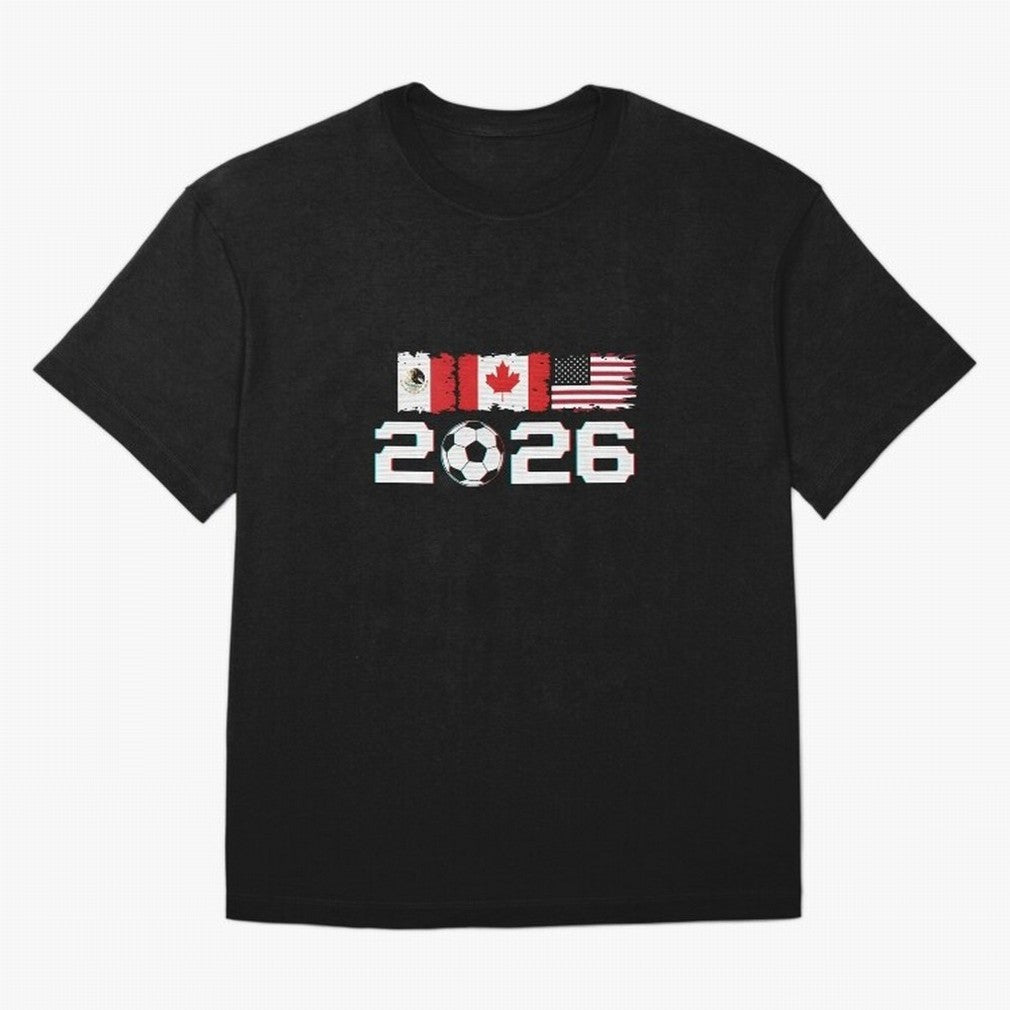 Glitched United 2026 Cup - North America Emblem Part 2 T-Shirt_82924673 Classic T-Shirt Carry National Pride through FIFA World Cup 2026 USA Canada Mexico Inspired by Haaland, Argentina, France and Brazil Energy, Retro Football Energy, Iconic