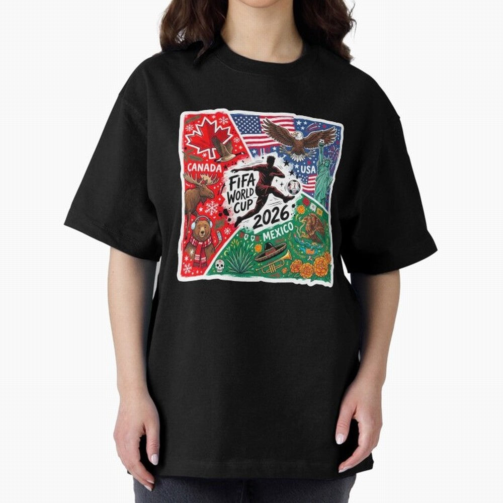FIFA World Cup 2026 USA Canada Mexico ¨C Patriotic Football Collage Design Classic T-Shirt Honor Global Football Passion for FIFA World Cup 2026 Group Stage, Celebrating Neymar, Haaland and Cristiano Ronaldo, Portugal, Global Supporter Spirit,