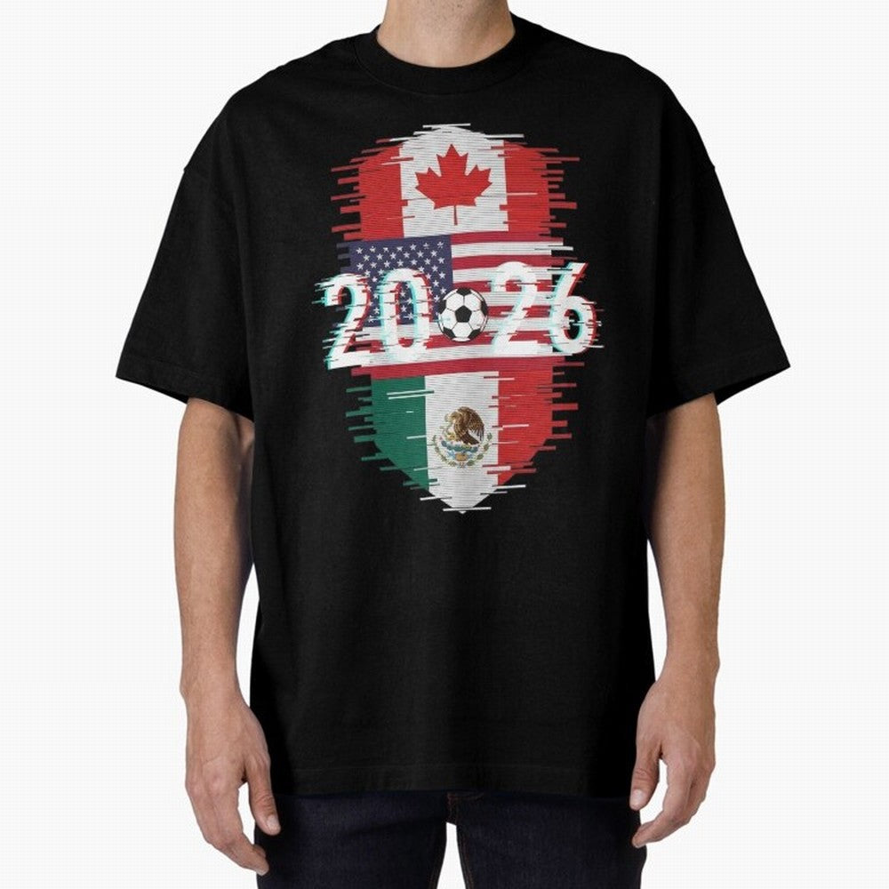 Glitched United 2026 - North America Emblem Classic T-Shirt Get Ready for Global Football Passion for FIFA World Cup 2026, Highlighting Cristiano Ronaldo, Haaland and CR7, England, Vintage Soccer Flavor, Modern Football Stars, National Flags and