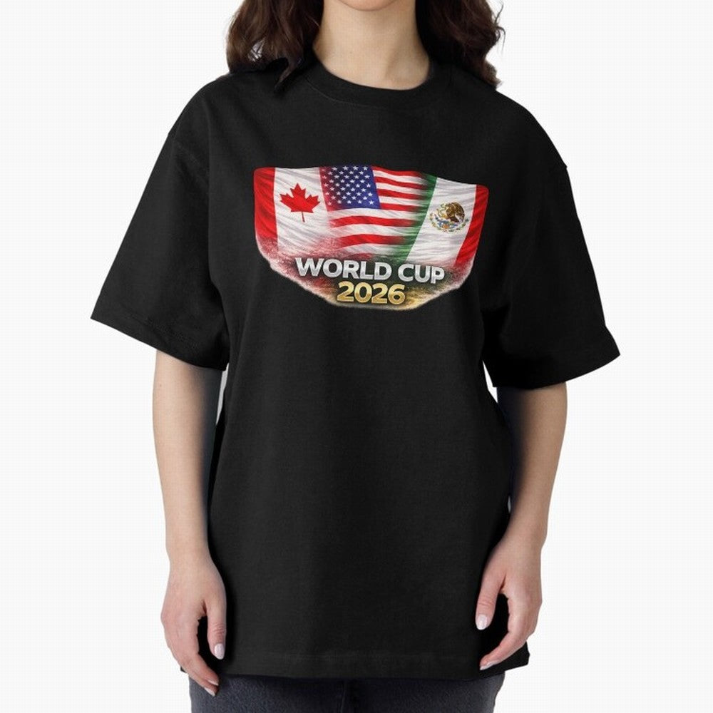 World Cup 2026 North America Flags Design ¨C USA Canada Mexico Soccer Fan Graphic Classic T-Shirt Represent Fans Who Live for FIFA World Cup 2026 Centered on Mbappe, Brazil, Portugal and Argentina Energy, Retro Football Energy, Iconic Rivalries,