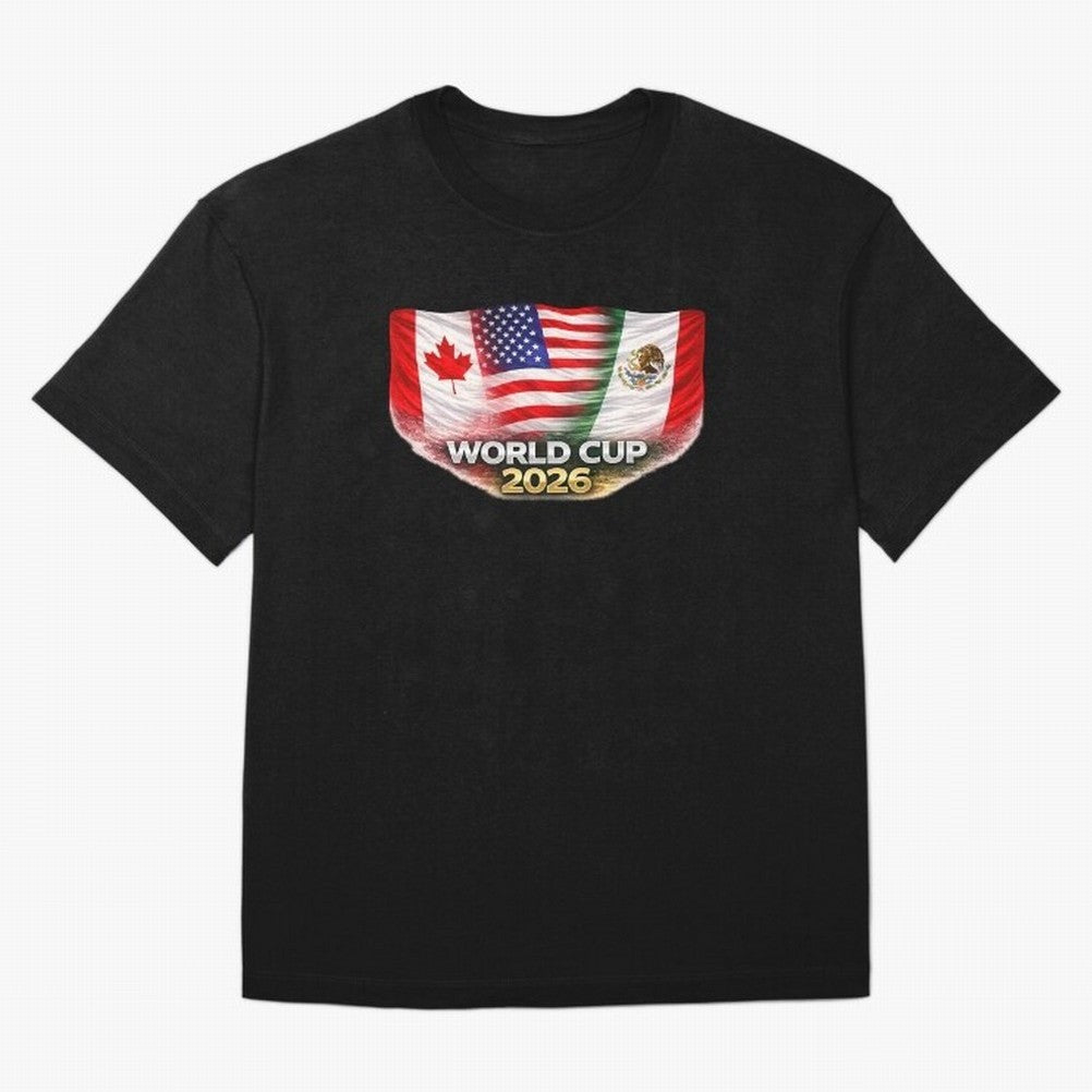 World Cup 2026 North America Flags Design ¨C USA Canada Mexico Soccer Fan Graphic Classic T-Shirt Represent Fans Who Live for FIFA World Cup 2026 Centered on Mbappe, Brazil, Portugal and Argentina Energy, Retro Football Energy, Iconic Rivalries,
