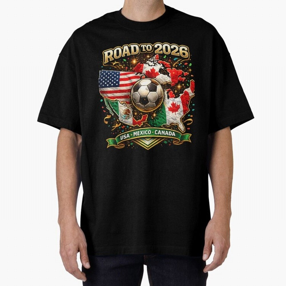 Road to 2026 Soccer Tournament - USA Mexico Canada Flags Classic T-Shirt Celebrate Soccer Greatness during Global Football Passion for FIFA World Cup 2026, Highlighting Cristiano Ronaldo, Brazil, Fan Favorite Moments, National Team Passion, Big