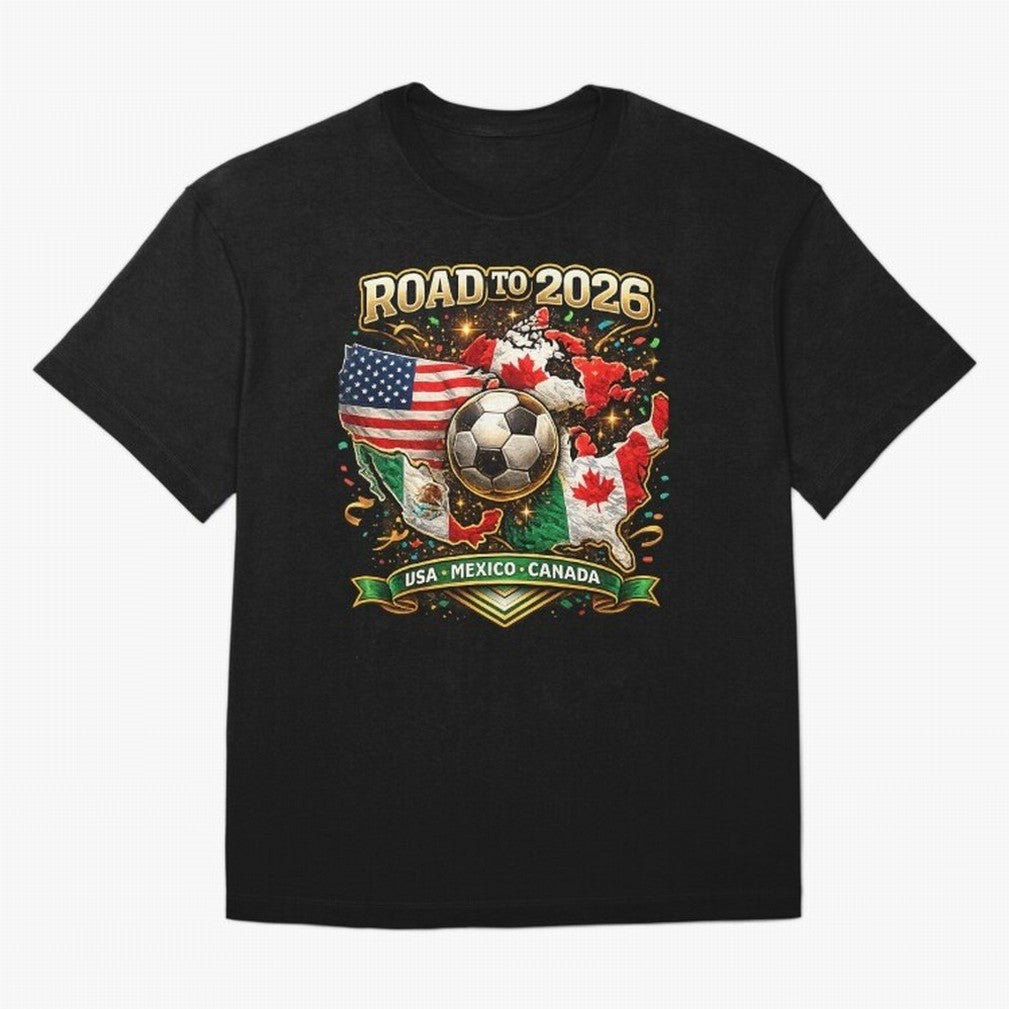 Road to 2026 Soccer Tournament - USA Mexico Canada Flags Classic T-Shirt Celebrate Soccer Greatness during Global Football Passion for FIFA World Cup 2026, Highlighting Cristiano Ronaldo, Brazil, Fan Favorite Moments, National Team Passion, Big