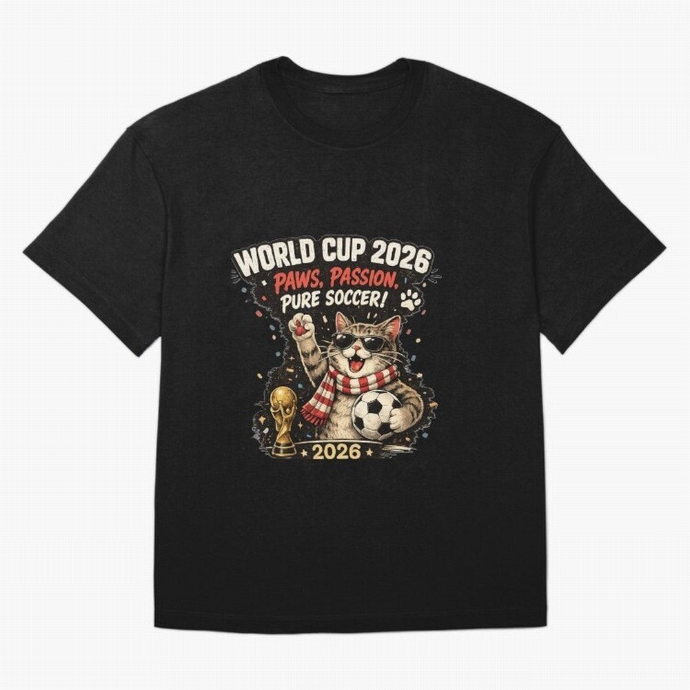 World Cup 2026 Funny Cat Soccer Retro Shirt Classic T-Shirt Stand Proud for FIFA World Cup 2026 USA Canada Mexico for Fans of Haaland and Mbappe and Portugal, Bringing Football History, Final Match Energy, Crowd Noise and Once in a Lifetime
