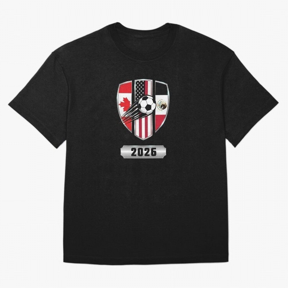 North United America Shield 2026 Cup T-Shirt_82794382 Classic T-Shirt Bring Retro Soccer Energy to FIFA World Cup 2026 USA Canada Mexico Inspired by Messi and Cristiano Ronaldo, Brazil Energy, Football Passion, Legendary Performances, Festival