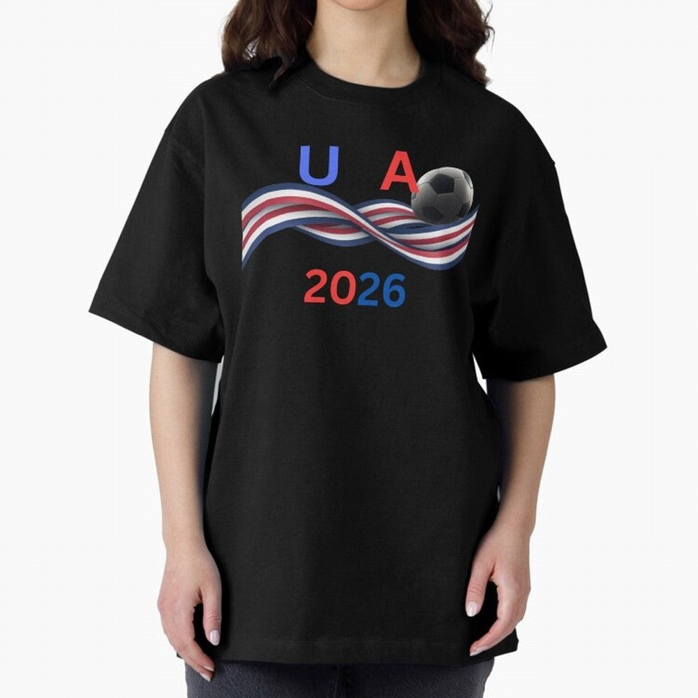 USA 2026 Soccer Ball With Waving Flag - United States Football Team Support? Classic T-Shirt Represent the Passion of FIFA World Cup 2026 USA Canada Mexico Driven by Haaland and Mbappe, England, France and Netherlands Energy, Football History,