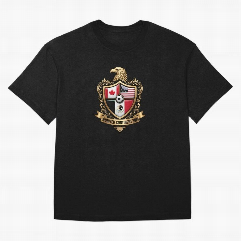 Golden Continental Eagle Soccer World Cup Crest 2026 T-Shirt_83050983 Classic T-Shirt Experience FIFA World Cup 2026 USA Canada Mexico Highlighting Mbappe, Brazil, Portugal and Argentina Energy, Global Supporter Spirit, Legendary Goals, National