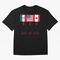 2026 World Cup Opening & Final ¨C Azteca Stadium Mexico & MetLife Stadium USA ¨C Football Design with Mexican, Canadian & US Flags Classic T-Shirt Fuel FIFA World Cup 2026 Featuring Haaland and Mbappe, England and Germany Energy, Stadium Memories,