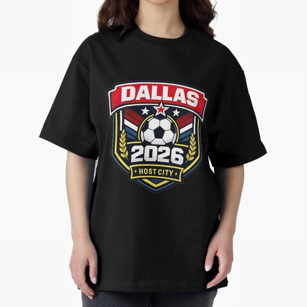 Dallas 2026 Host City Emblem with Laurel Classic T-Shirt Honor Champions and Dreams in Match Day Hype around FIFA World Cup 2026 Group Stage, Mbappe, Argentina, France and Brazil, Champion Mindset, Group Stage Buzz, Knockout Tension and Passionate