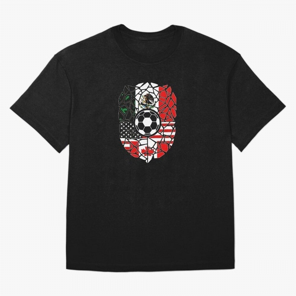 Mosaic Soccer Crest USA Canada Mexico Unity 2026 T-Shirt_82794688 Classic T-Shirt Enjoy the Biggest Football Party of FIFA World Cup 2026 Highlighting Mbappe, Brazil Energy, Goal Celebration Energy, Supporter Heritage, Football Icons and Worldwide