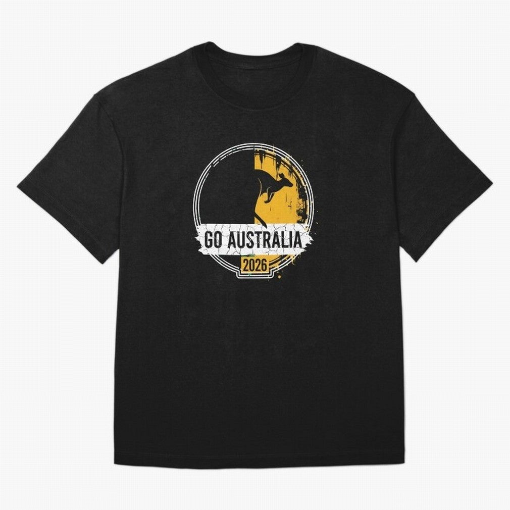 Golden Green Kangaroo Emblem Go Australia 2026 Supporter Design T-Shirt_83662099 Classic T-Shirt Capture Stadium Memories from Match Day Hype around FIFA World Cup 2026, CR7, France, Championship Spirit, Famous Goals, Roaring Crowds and