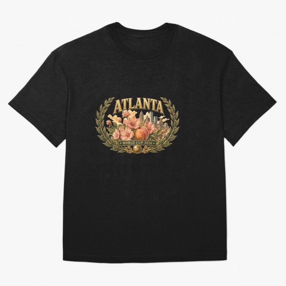 Elegant and Floral Atlanta 2026 World Cup Host City ¡ª Georgia Peach Laurel Wreath Classic T-Shirt Follow Every Goal of Match Day Hype around FIFA World Cup 2026 Group Stage, CR7, Spain, Game Day Rituals, Football Legends, Country Pride and the