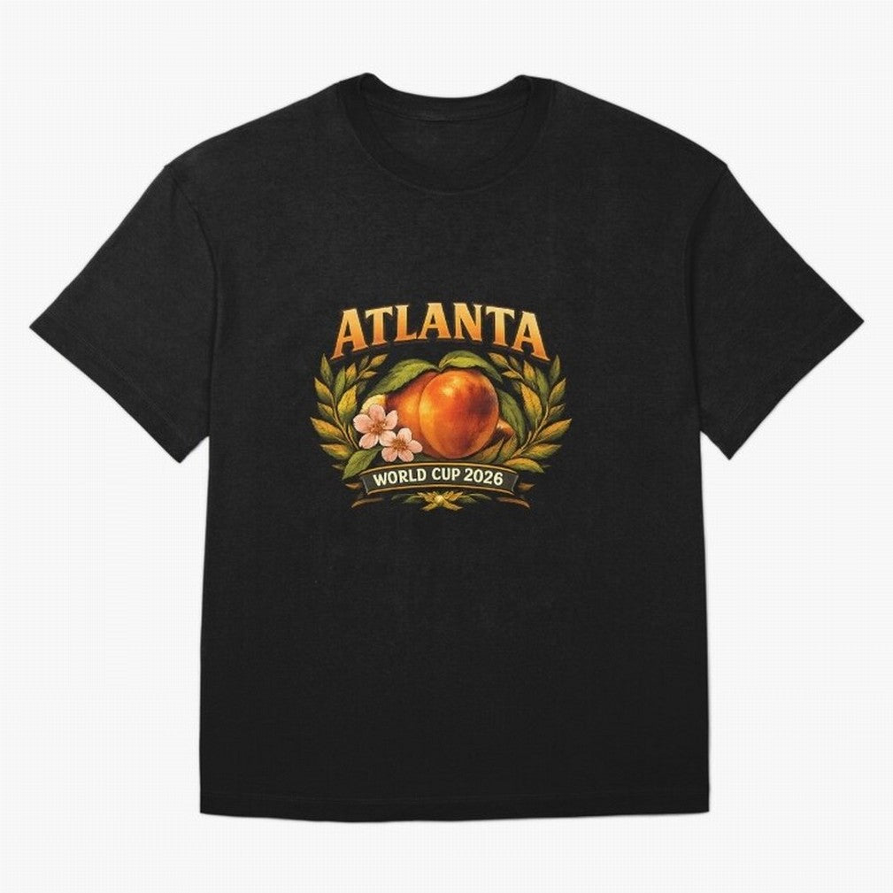 Atlanta 2026 World Cup Host City ¡ª Georgia Peach Laurel Wreath Classic T-Shirt Make the Season About FIFA World Cup 2026 USA Canada Mexico Spirit, with France, Haaland and Mbappe, Vintage Soccer Flavor, Modern Football Stars, National Flags and