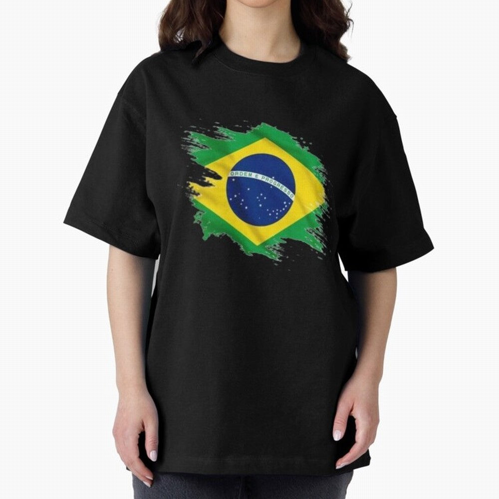 Brazil Flag Artistic Brush Stroke - Modern Flag Design T-Shirt Classic T-Shirt Share the Excitement of the FIFA World Cup 2026 Journey through Neymar Highlights, England and Germany Pride, Stadium Memories, Football Loyalty, International Chants
