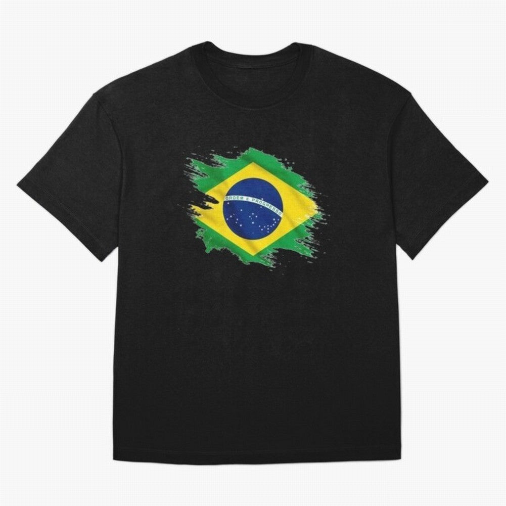 Brazil Flag Artistic Brush Stroke - Modern Flag Design T-Shirt Classic T-Shirt Share the Excitement of the FIFA World Cup 2026 Journey through Neymar Highlights, England and Germany Pride, Stadium Memories, Football Loyalty, International Chants