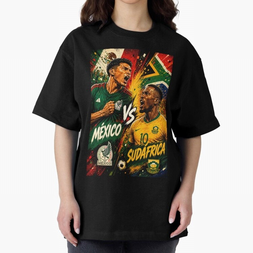 Mexico vs South Africa ¨C Group A FIFA World Cup 2026 | Retro Comic Football Jersey Classic T-Shirt Fuel Your Fan Pride for Global Football Passion for FIFA World Cup 2026 Group Stage, Centered on Messi, Neymar and Mbappe, Germany, Stadium