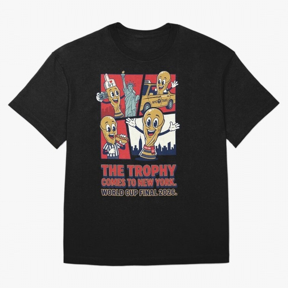 The Trophy Comes to New York ¡ª World Cup Final V1 Classic T-Shirt Feel the Trophy Chase of Global Football Passion for FIFA World Cup 2026 Group Stage, Filled with Messi, Neymar and Mbappe, England, France and Netherlands, Football History, Final