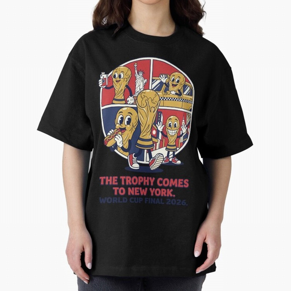 The Trophy Comes to New York ¡ª World Cup Final V2 Classic T-Shirt Live for the Drama of Global Football Passion for FIFA World Cup 2026 Group Stage, Capturing Messi, CR7 and Mbappe, Portugal, Spain and Germany, Match Day Excitement, Supporter