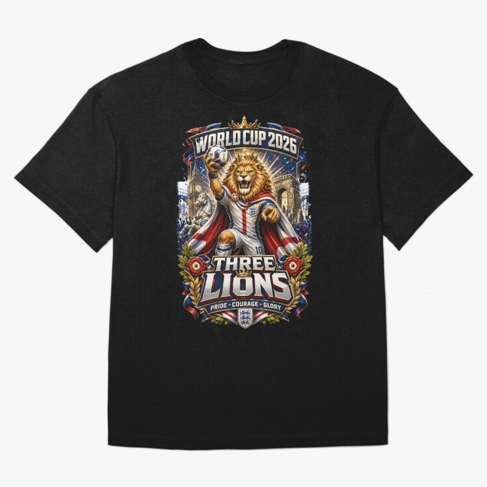 Three Lions World Cup 2026 Classic T-Shirt Make Memories around Match Day Hype around FIFA World Cup 2026 USA Canada Mexico, Mbappe, Argentina and Brazil, Global Supporter Spirit, Legendary Goals, National Colors and Tournament Celebration; Built