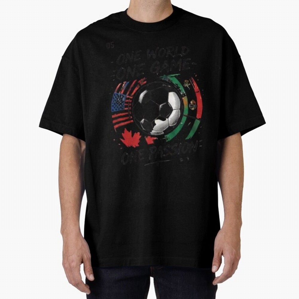 One World One Game Football Graphic Tee Classic T-Shirt Live the Energy of FIFA World Cup 2026 USA Canada Mexico Spirit, with Argentina, France and Brazil, Neymar, Supporter Pride, Iconic Celebrations, Legendary Names and Global Match Day Energy;