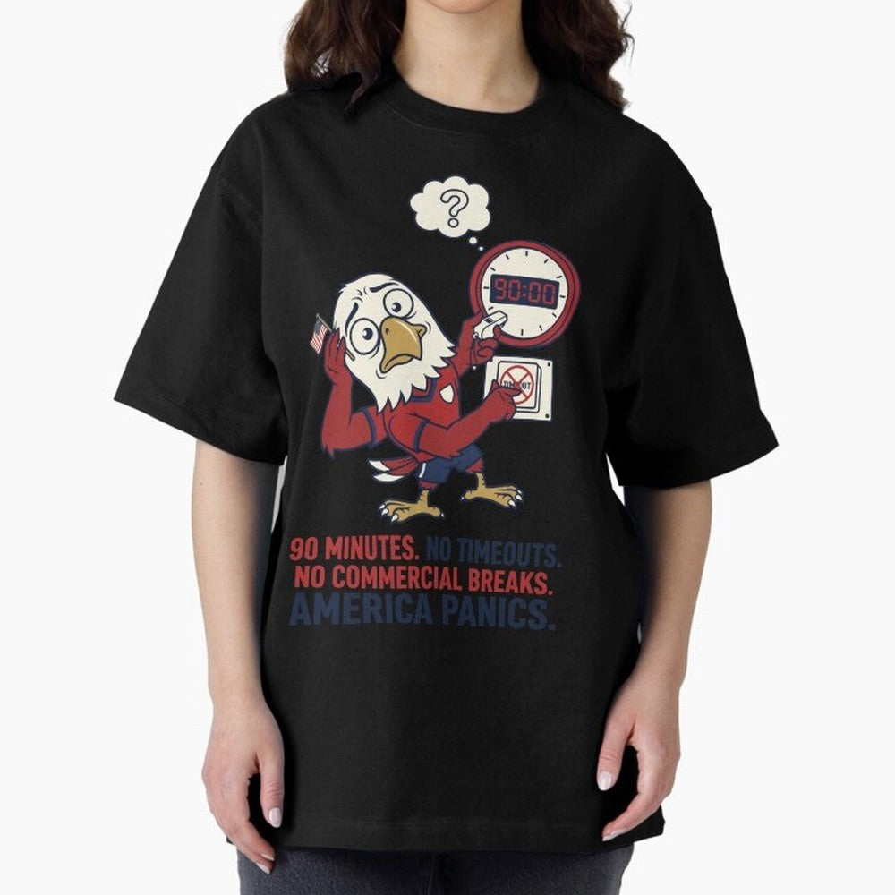 America Panics ¡ª No Timeouts No Commercials V1 Classic T-Shirt Support Iconic Players in FIFA World Cup 2026 for Fans of CR7 and Portugal, Spain and Germany, Bringing Match Day Excitement, Supporter Culture, Golden Goals and Global Football
