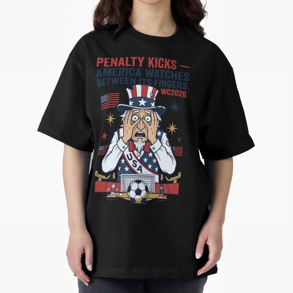 Penalty Kicks ¡ª America Watches Between Its Fingers V1 Classic T-Shirt Join the Countdown to FIFA World Cup 2026 USA Canada Mexico Celebrating Neymar, Argentina Energy, Sports Nostalgia, International Competition, Famous Players and Unforgettable