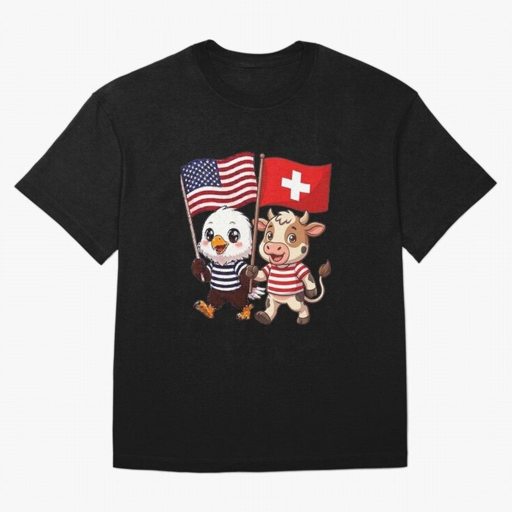 The American eagle and its friend, the Swiss calf Classic T-Shirt Spotlight Global Football Passion for FIFA World Cup 2026 Group Stage, Featuring Haaland and Mbappe, Portugal, Spain and Germany, Football Passion, Legendary Performances, Festival