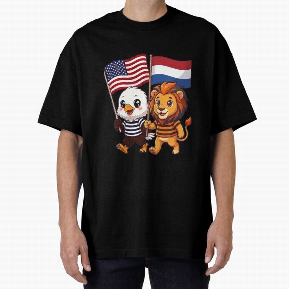 The American eagle and its friend the Dutch lion Classic T-Shirt Share the Excitement of FIFA World Cup 2026 Group Stage Celebrating Messi, CR7 and Mbappe, Netherlands Energy, Classic Soccer Heritage, Championship Pressure, Fan Loyalty and