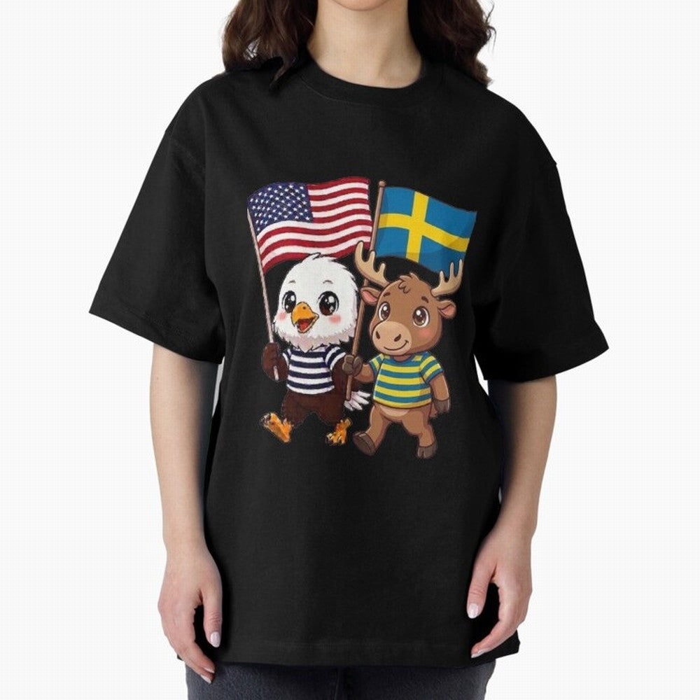 The American eagle and its friend, the Swedish elk Classic T-Shirt Build FIFA World Cup 2026 USA Canada Mexico Spirit, Connected to Spain, Messi and Cristiano Ronaldo, Football Passion, Legendary Performances, Festival Vibes and Supporter