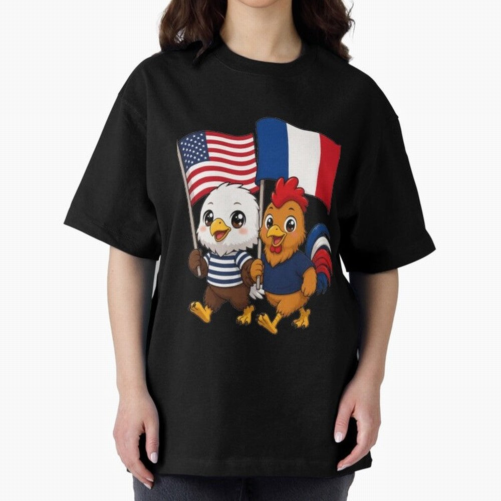 The American eagle and its friend, the French rooster Classic T-Shirt Bring a Vintage Feel to FIFA World Cup 2026 Group Stage Driven by Messi, Neymar and Mbappe, France Energy, Vintage Soccer Flavor, Modern Football Stars, National Flags and Final