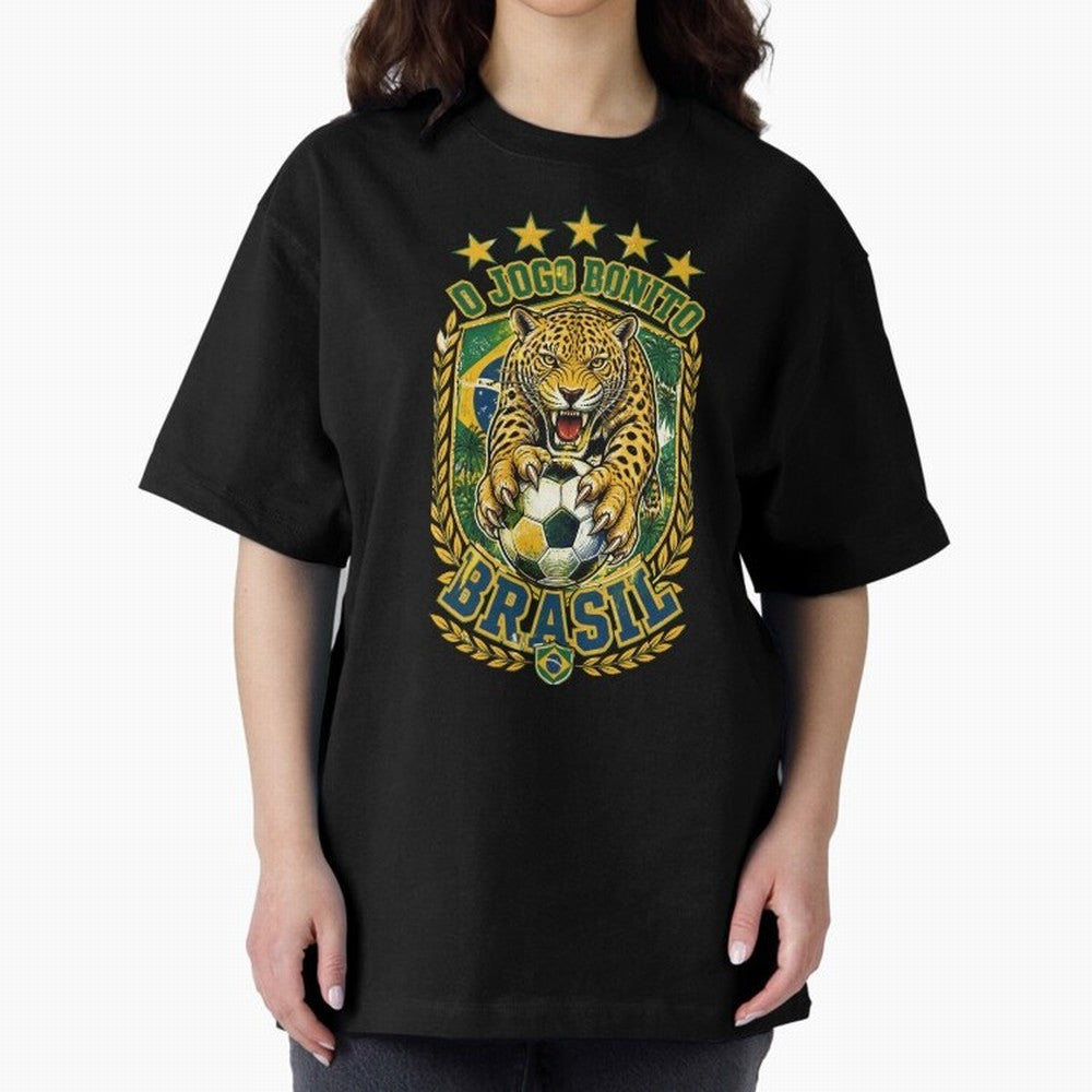 Brazil Soccer Jaguar - O Jogo Bonito Vintage 5 Stars Football Fan T-Shirt Classic T-Shirt Celebrate Global Passion for the FIFA World Cup 2026 USA Canada Mexico Journey through Mbappe Highlights, Brazil, Portugal and Argentina Pride, Classic Soccer