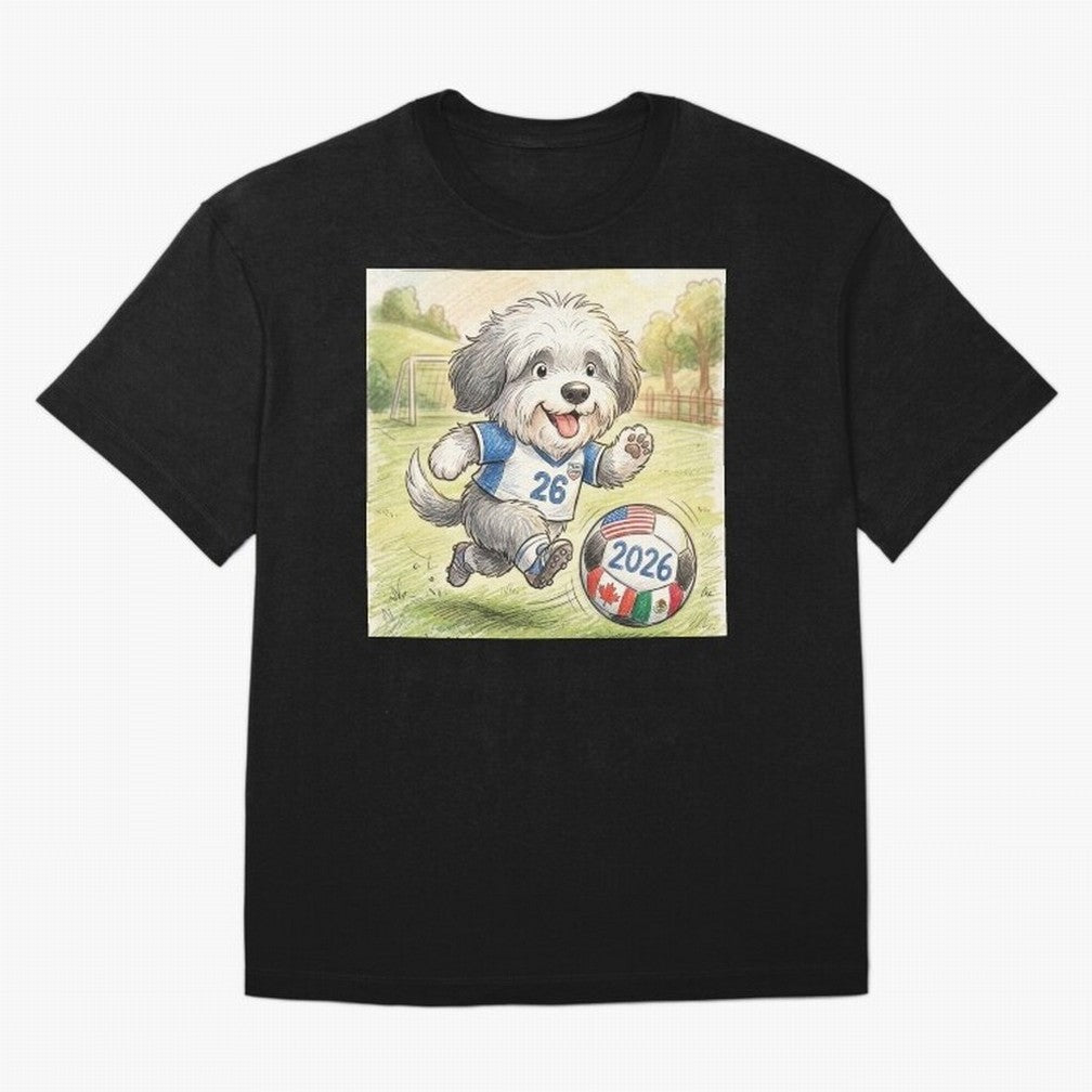 Cute Sheepdog Soccer Star - 2026 World Cup Fluffy Puppy Classic T-Shirt Join the Countdown to FIFA World Cup 2026 USA Canada Mexico with Cristiano Ronaldo, Haaland and CR7, Brazil Energy, Game Day Rituals, Football Legends, Country Pride and the
