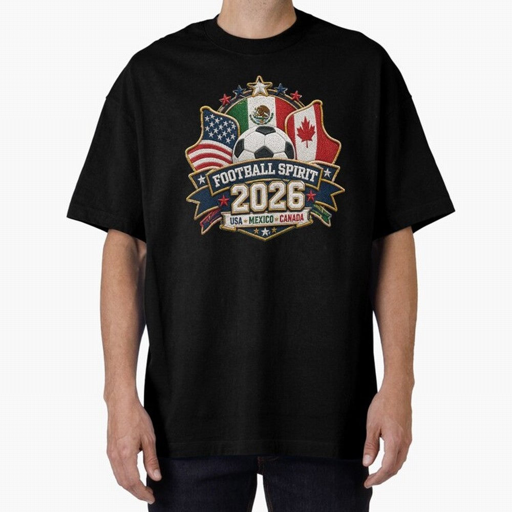 Football Spirit 2026 USA Mexico Canada Patch Design Classic T-Shirt Bring a Champion Mindset to Global Football Passion for FIFA World Cup 2026, Capturing Mbappe and Neymar, England, France and Netherlands, Classic Soccer Heritage, Championship
