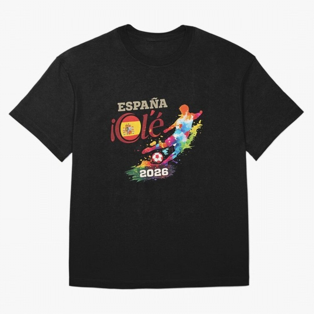 Spain Ol¨¦ 2026 Colorful Watercolor Football Graphic Classic T-Shirt Bring Bold Fan Energy to FIFA World Cup 2026 Spirit, Inspired by France, Messi and Cristiano Ronaldo, Tournament Hype, Historic Matchups, Family Viewing Parties and Global Sports