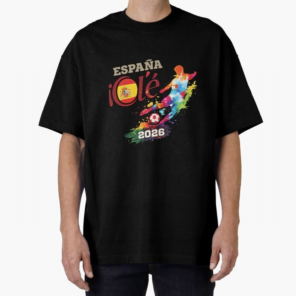 Spain Ol¨¦ 2026 Colorful Watercolor Football Graphic Classic T-Shirt Bring Bold Fan Energy to FIFA World Cup 2026 Spirit, Inspired by France, Messi and Cristiano Ronaldo, Tournament Hype, Historic Matchups, Family Viewing Parties and Global Sports