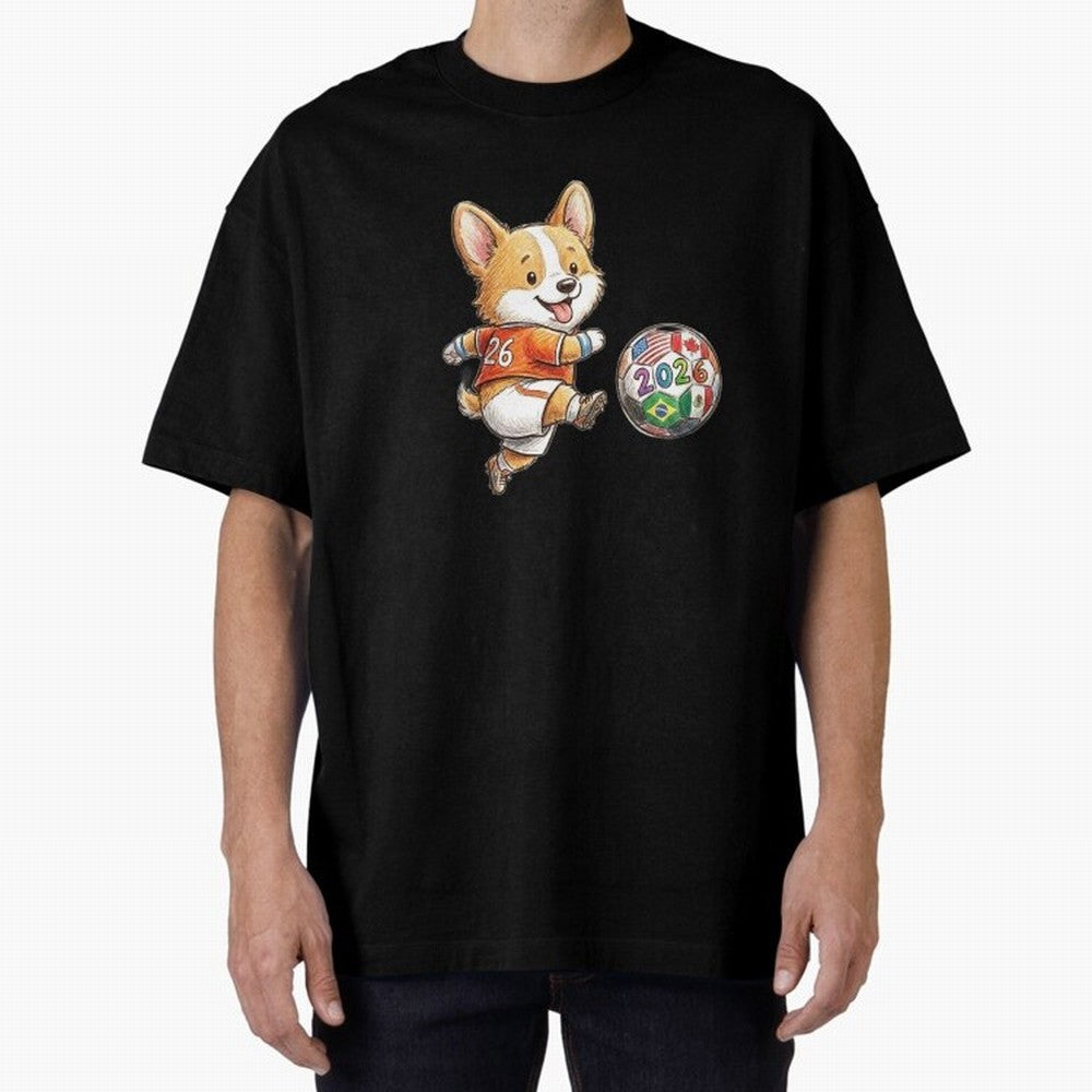 Cute Corgi Soccer Striker - 2026 World Cup Orange Jersey Classic T-Shirt Stand Proud for Match Day Hype around FIFA World Cup 2026 Group Stage, Haaland and Mbappe, France, Stadium Memories, Football Loyalty, International Chants and Championship