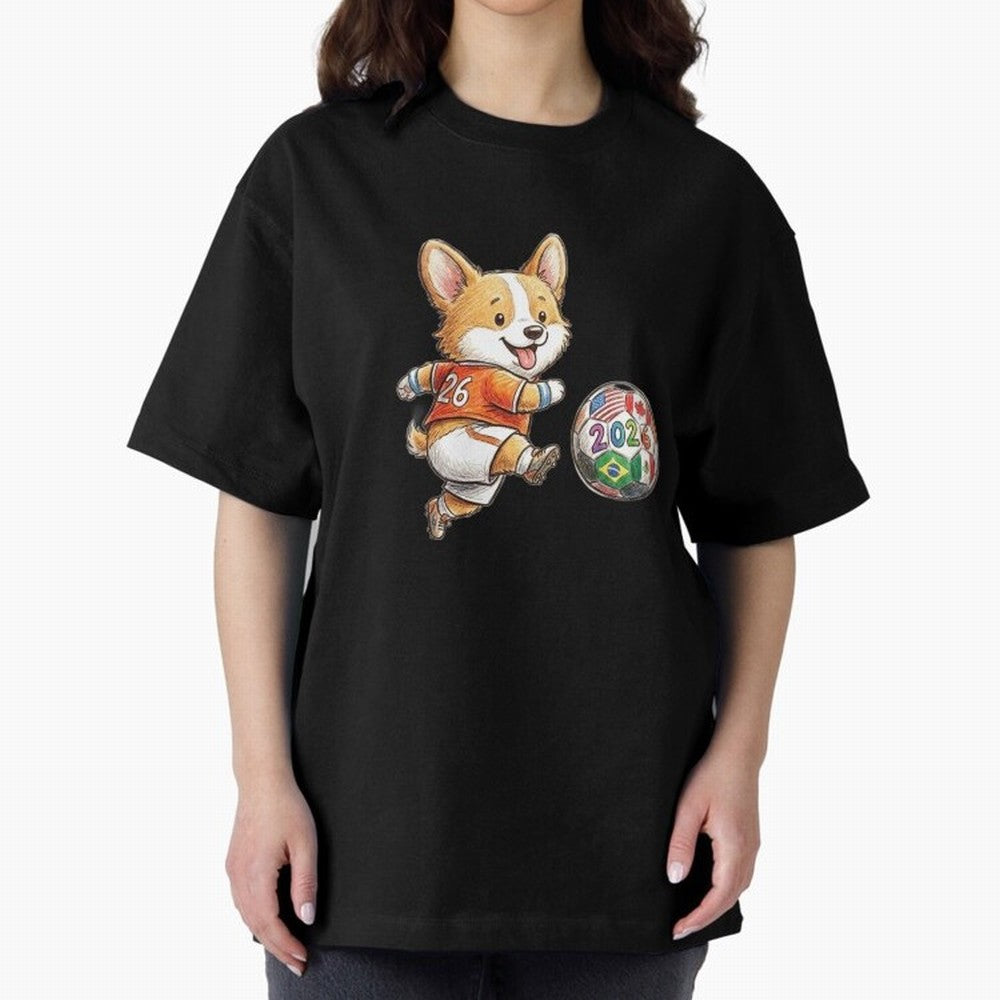 Cute Corgi Soccer Striker - 2026 World Cup Orange Jersey Classic T-Shirt Stand Proud for Match Day Hype around FIFA World Cup 2026 Group Stage, Haaland and Mbappe, France, Stadium Memories, Football Loyalty, International Chants and Championship