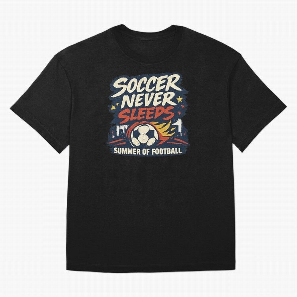 Soccer Never Sleeps Summer of Football Vintage Soccer Fan Tee Classic T-Shirt Bring Global Tournament Vibes to FIFA World Cup 2026 Group Stage Highlighting Cristiano Ronaldo, Portugal, Spain and Germany Energy, Football Passion, Legendary