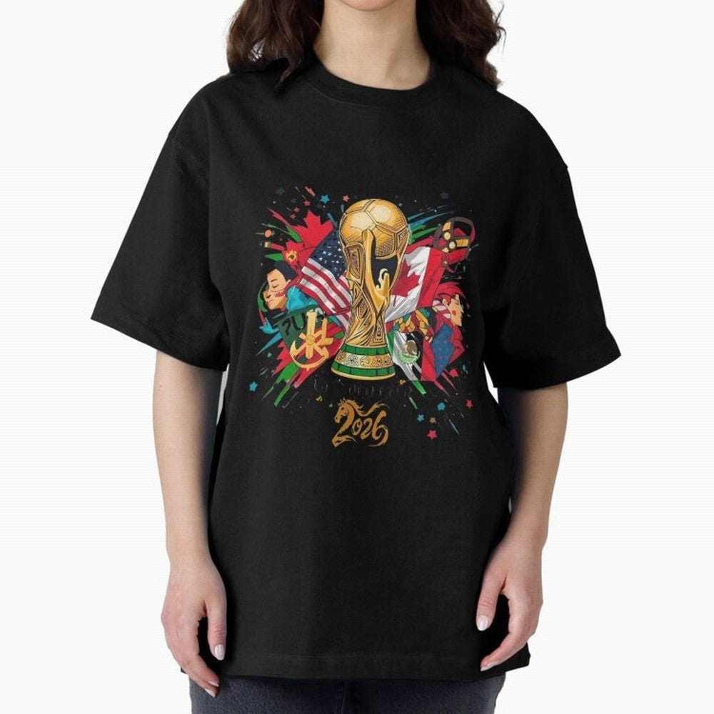 North America 2026 Splash Art Classic T-Shirt Fuel Your Fan Pride for Global Football Passion for FIFA World Cup 2026 USA Canada Mexico, Capturing Haaland and Mbappe, England, Vintage Soccer Flavor, Modern Football Stars, National Flags and Final