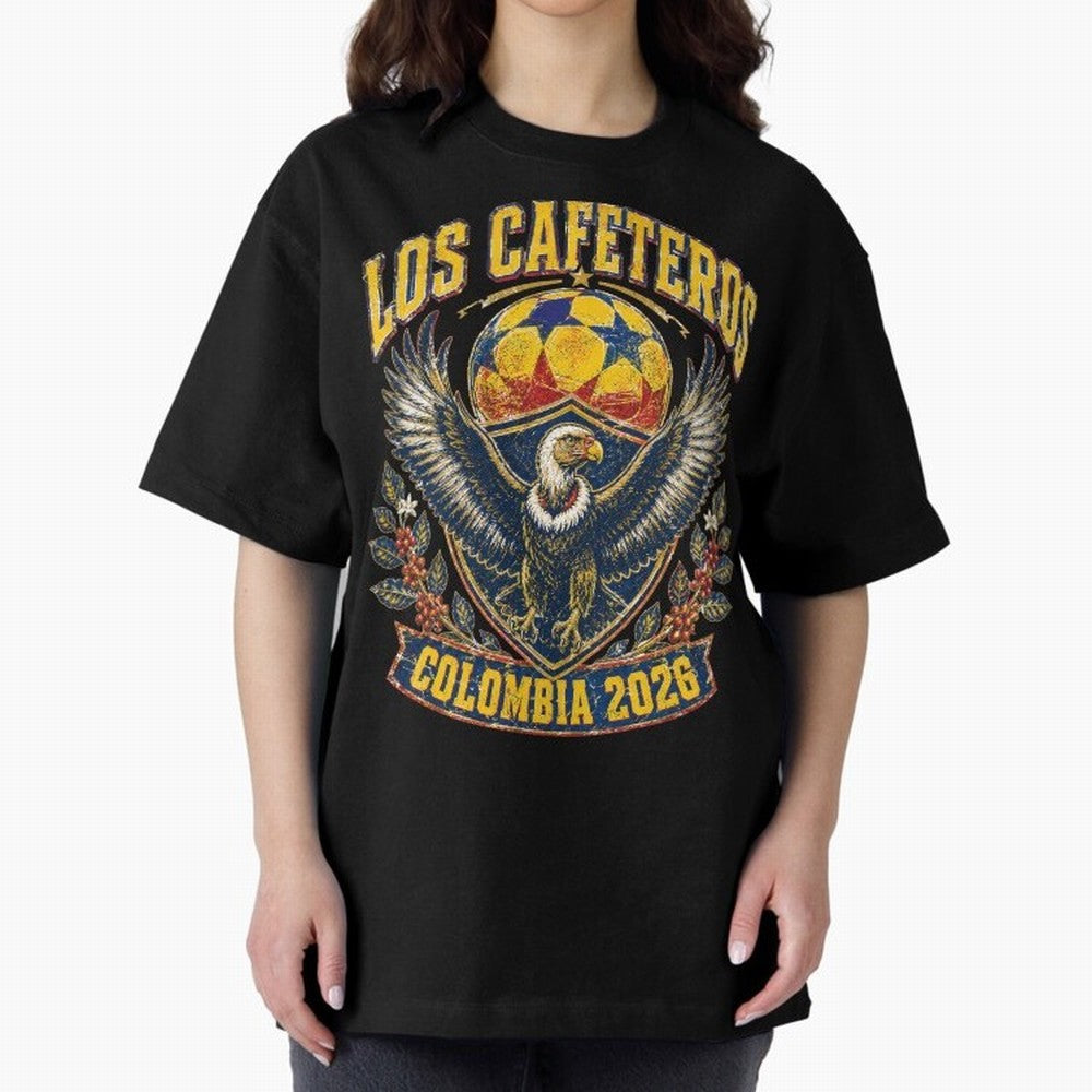 Los Cafeteros Colombia 2026 World Cup Soccer T-Shirt Classic T-Shirt Honor Global Football Passion for FIFA World Cup 2026, Inspired by Messi and Cristiano Ronaldo, Portugal, Sports Nostalgia, International Competition, Famous Players and