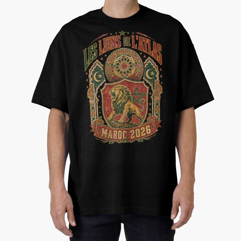 Lions De L'Atlas Maroc 2026 World Cup Soccer T-Shirt Classic T-Shirt Celebrate the Stars of Global Football Passion for FIFA World Cup 2026 USA Canada Mexico, Inspired by Haaland, Spain, Vintage Soccer Flavor, Modern Football Stars, National Flags