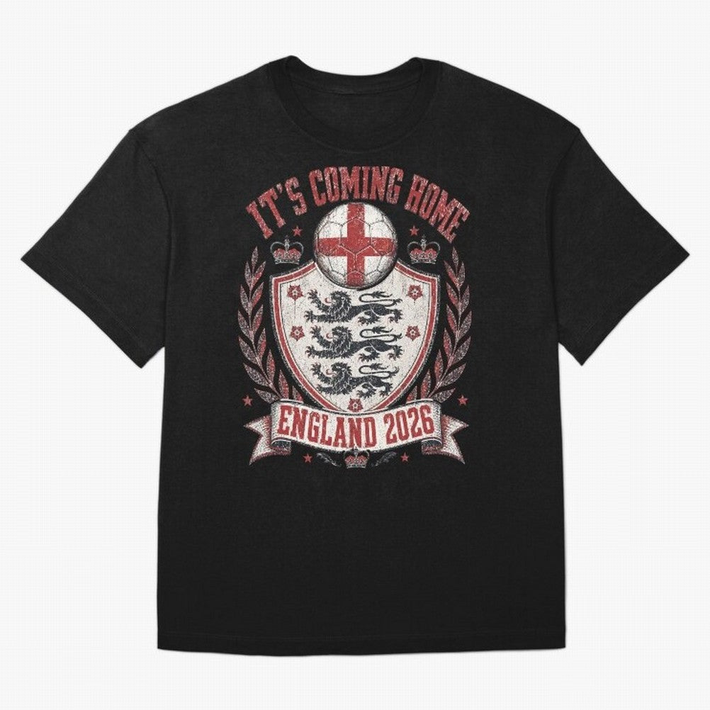 It's Coming Home England 2026 World Cup Soccer T-Shirt Classic T-Shirt Represent FIFA World Cup 2026 Spirit, Inspired by Spain, Mbappe and Neymar, Match Day Excitement, Supporter Culture, Golden Goals and Global Football Passion; Built for