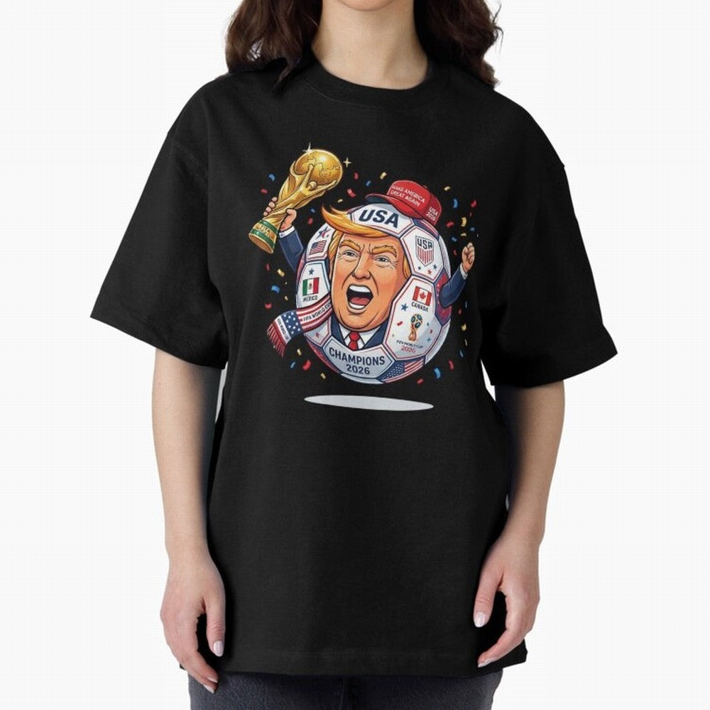 Donald Trump 2026 World Cup Soccer Champion Illustration Classic T-Shirt Elevate Match Day Hype around FIFA World Cup 2026 Group Stage, Haaland, Argentina and Brazil, Stadium Memories, Football Loyalty, International Chants and Championship