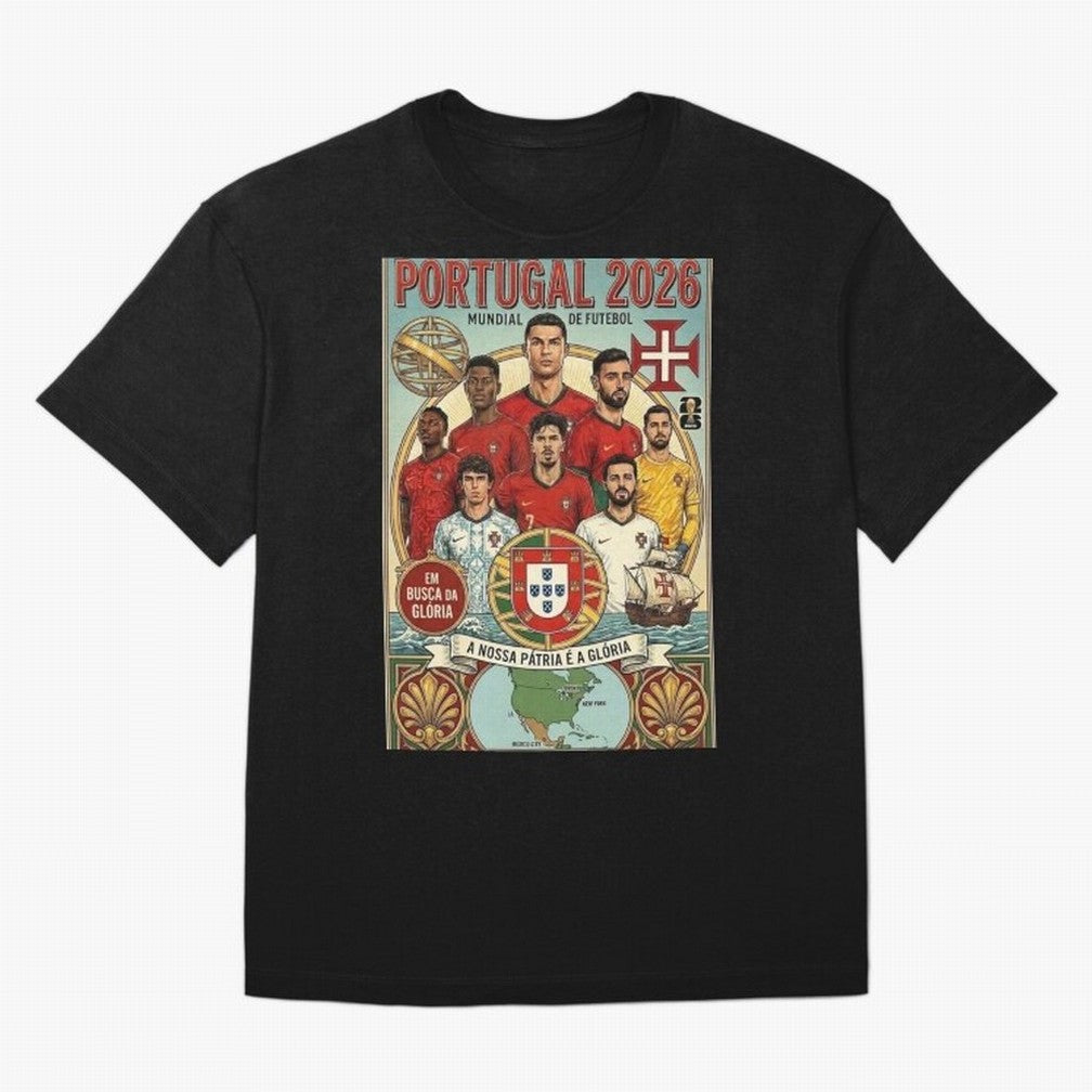 Portugal 2026 ¨C In Search of Glory Classic T-Shirt Upgrade Global Football Passion for FIFA World Cup 2026 Group Stage, Featuring Neymar, England, France and Netherlands, Vintage Soccer Flavor, Modern Football Stars, National Flags and Final Night
