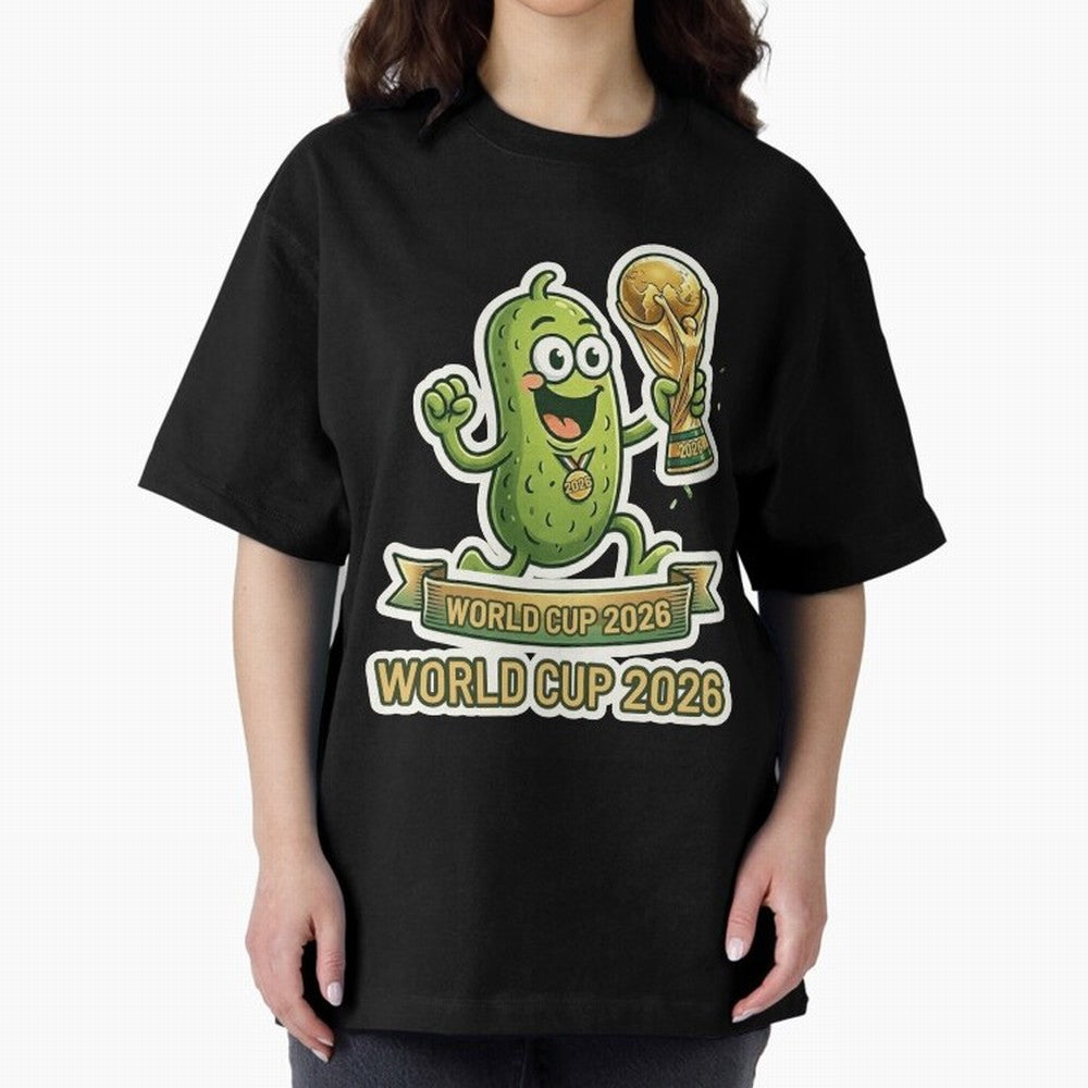World Cup 2026 Pickle Champion Shirt ¨C Funny Soccer Pickle Mascot Holding Trophy, Cute Football Cartoon Design for Fans Sticker Mug Classic T-Shirt Carry the Colors and Pride of Global Football Passion for FIFA World Cup 2026, with Messi, Spain