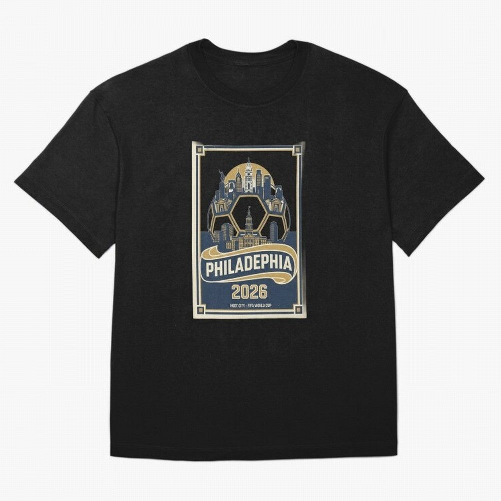 Philadelphia 2026 ¨C Vintage Soccer Host City Tee Classic T-Shirt Celebrate Unforgettable Nights in Global Football Passion for FIFA World Cup 2026 Group Stage, Built around Mbappe and Neymar, Portugal, Supporter Pride, Iconic Celebrations,