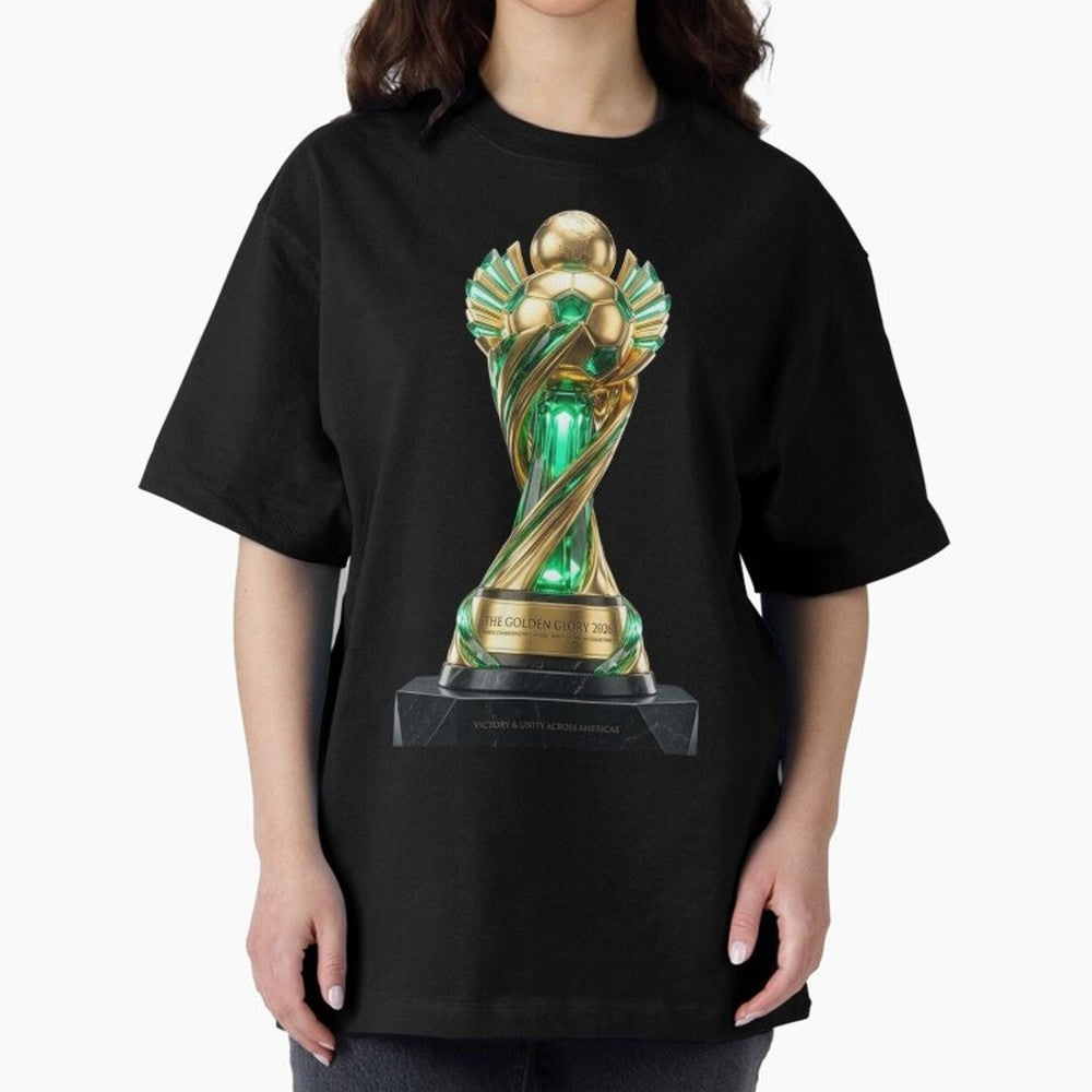 The Golden Glory 2026 - Futurist Soccer Trophy Classic T-Shirt Bring Champion Energy into FIFA World Cup 2026 USA Canada Mexico Highlighting Messi, CR7 and Mbappe, Argentina and Brazil Energy, Fan Favorite Moments, National Team Passion, Big Match