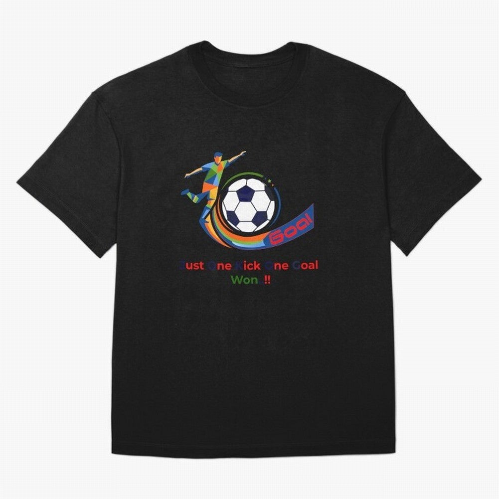 Football Striker Goal Celebration - Just One Kick Classic T-Shirt Join FIFA World Cup 2026 for Fans of CR7 and Portugal, Spain and Germany, Bringing Champion Mindset, Group Stage Buzz, Knockout Tension and Passionate Fan Culture; Ideal for Football